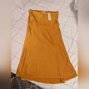 NWT Rachel Zoe Yellow Satin Slip Midi skirt size 6